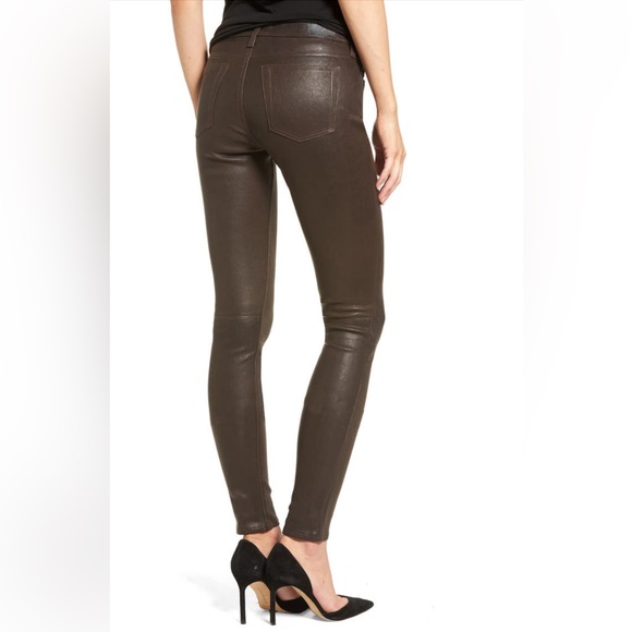 NWOT AG The Legging Super Skinny Leather Lambskin Pants in Brown - Picture 16 of 16